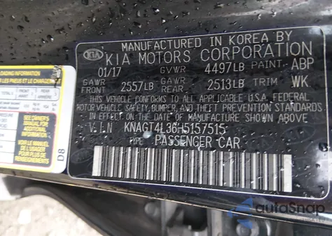 2017 Kia Optima Lx z USA, uszkodzony, nr VIN KNAGT4L36H5157515